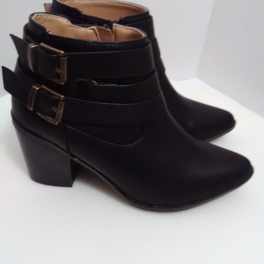 LovMark Black Block Heeled Booties 7.5 Moto - Picture 5 of 15